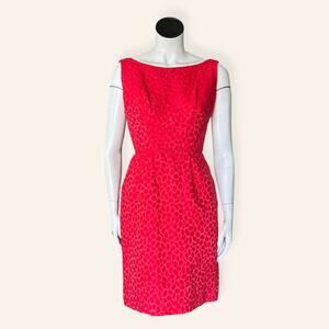 1960s Red Wiggle Dress & Cropped Jacket Set | Classic Mod | Size Small